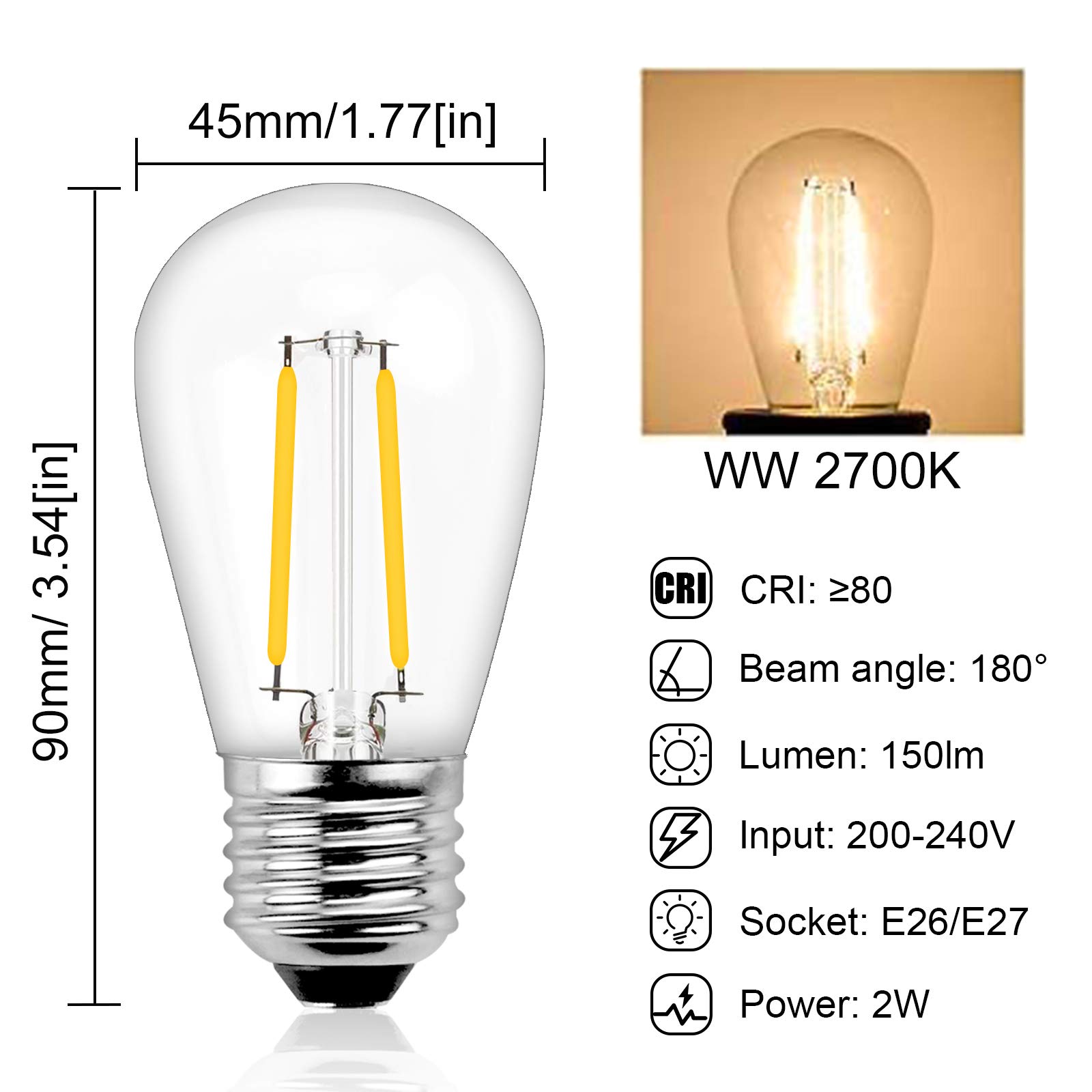 S14 2W Led Filament Dimbare Gl - Smart Garden Umbrella recensie en prijs
